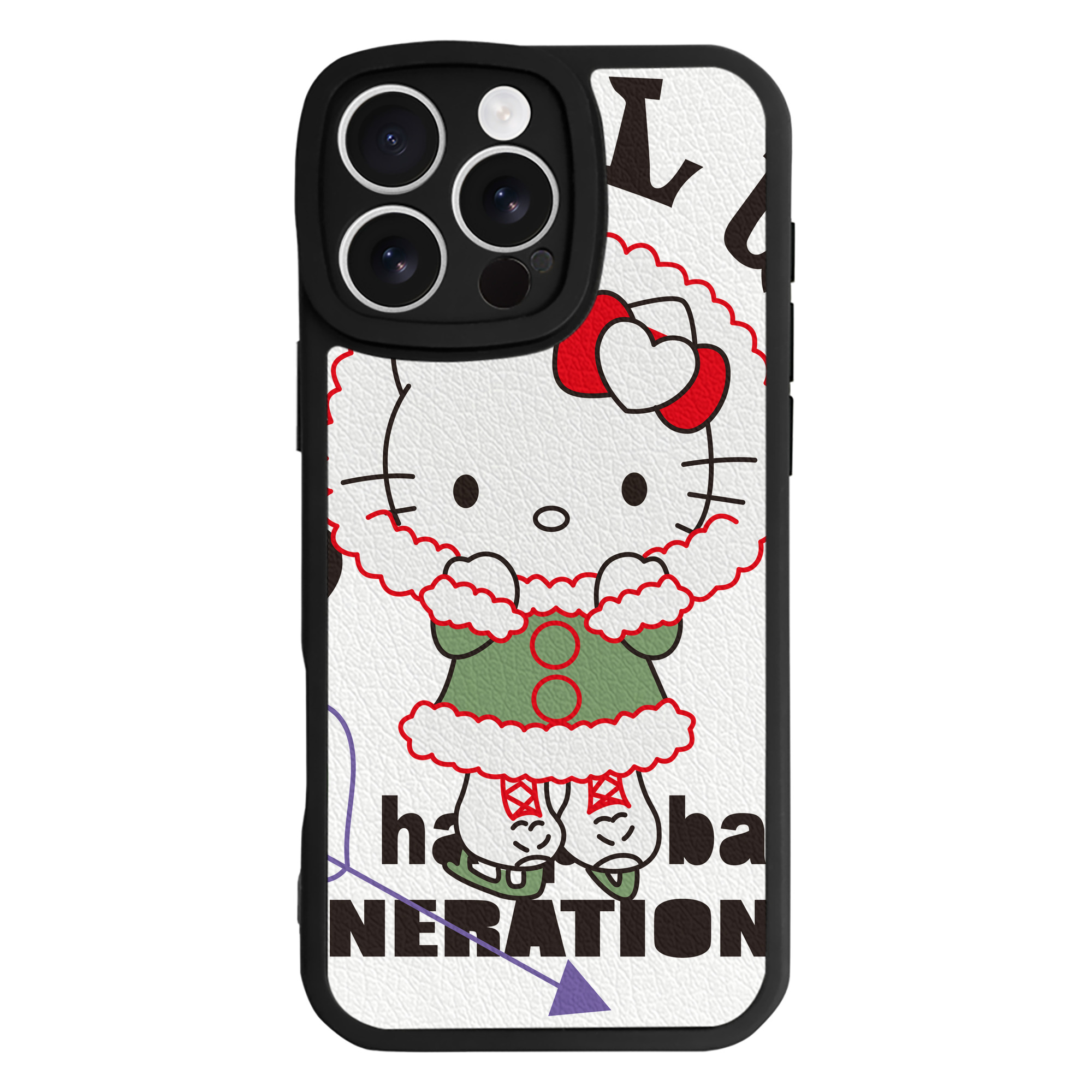 （画像用） Hello Kitty ハローキティ 【iPhone 16シリーズ対応】シリコンスマホケース（レザー調） 材質：シリコン